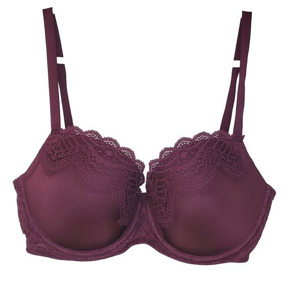 Victoria's Secret Burgundy Dream Angels Lined Demi/Demi Double Size 32DDD - Picture 2 of 7
